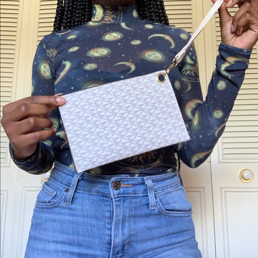 Micheal Kors White Logo Wristlet